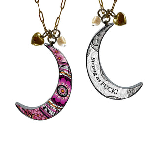 Strong As Fuck Crescent Moon Charm Set Necklace