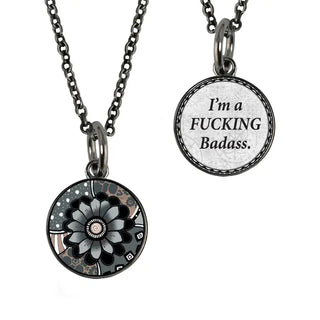 "Fuck" Saying Small Circle Pendant Necklace