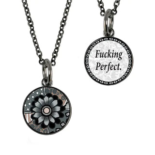 "Fuck" Saying Small Circle Pendant Necklace
