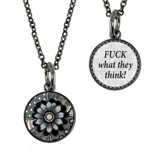 "Fuck" Saying Small Circle Pendant Necklace