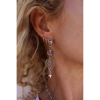 Abstract & Silver Heart Drop Earrings