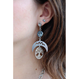 Tree Of Life Dark Blue Tree Drop Earrings