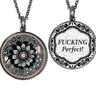 "Fuck" Saying Medium Circle Pendant Necklace