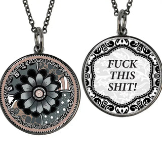 "Fuck" Saying Medium Circle Pendant Necklace