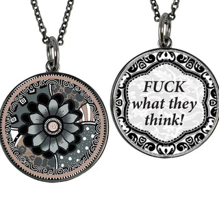 "Fuck" Saying Medium Circle Pendant Necklace