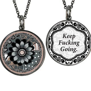 "Fuck" Saying Medium Circle Pendant Necklace