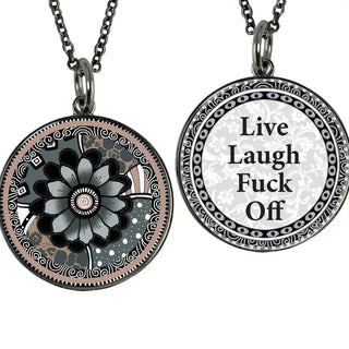 "Fuck" Saying Medium Circle Pendant Necklace
