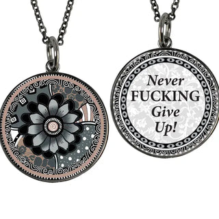 "Fuck" Saying Medium Circle Pendant Necklace
