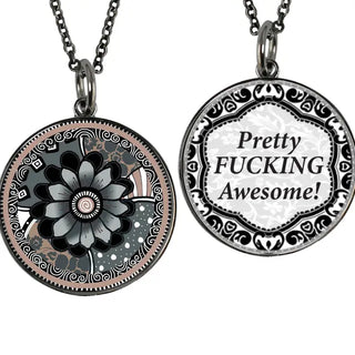 "Fuck" Saying Medium Circle Pendant Necklace