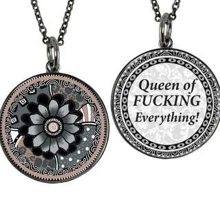 "Fuck" Saying Medium Circle Pendant Necklace