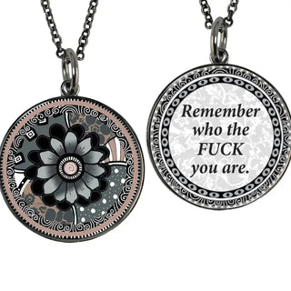 "Fuck" Saying Medium Circle Pendant Necklace