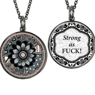 "Fuck" Saying Medium Circle Pendant Necklace