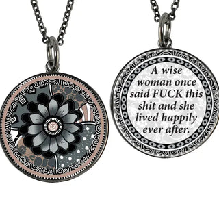 "Fuck" Saying Medium Circle Pendant Necklace