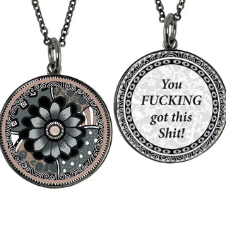 "Fuck" Saying Medium Circle Pendant Necklace