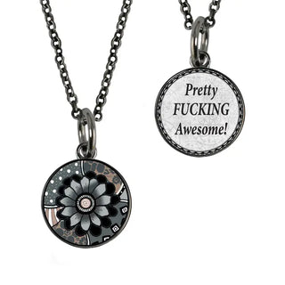 "Fuck" Saying Small Circle Pendant Necklace