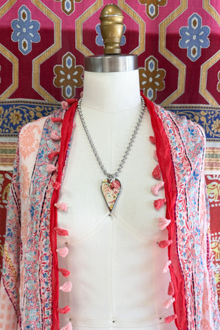 Large "Inhale Peace" Heart Pendant Necklace