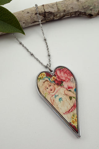 Large "Inhale Peace" Heart Pendant Necklace