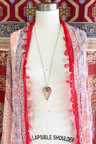 Large "Inhale Peace" Heart Pendant Necklace