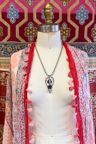 Large "Explore Dream Discover" Heart Pendant Necklace