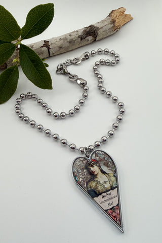 Large "Badass Bitch" Heart Pendant Necklace