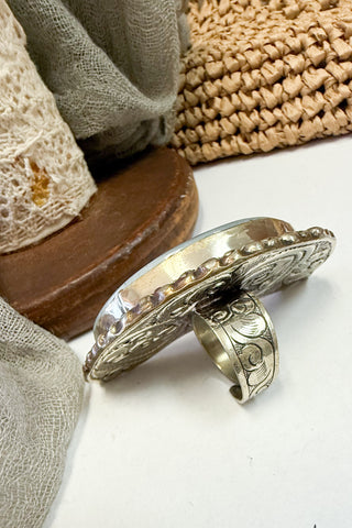Moonlight Bliss Carved Adjustable Ring