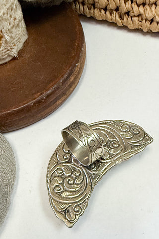 Moonlight Bliss Carved Adjustable Ring