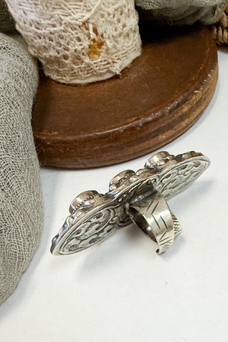 Triple Stack Pearl Adjustable Ring