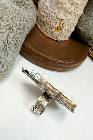 Horse & Flowers Carved Adjustable Ring