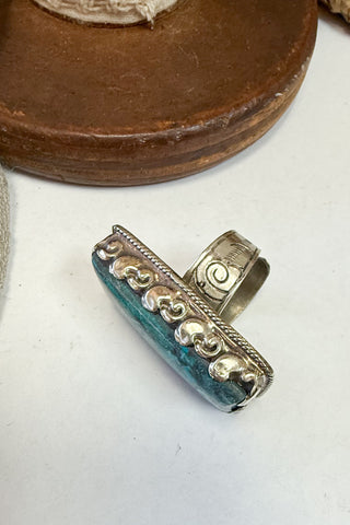 Large Turquoise Rectangle Adjustable Ring