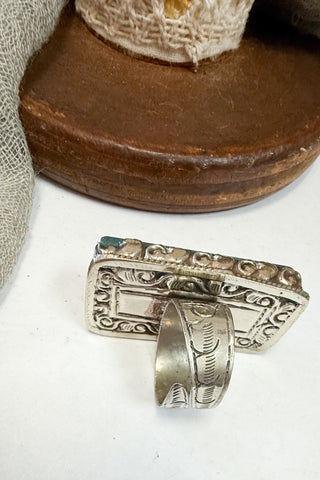 Large Turquoise Rectangle Adjustable Ring