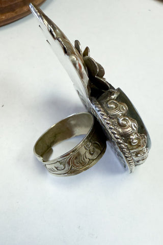 Heart on Fire Flower Adjustable Ring