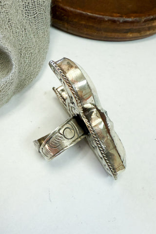 Carved Skull Face Adjustable Ring