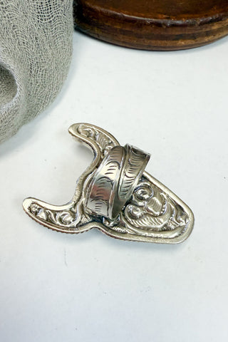 Carved Skull Face Adjustable Ring