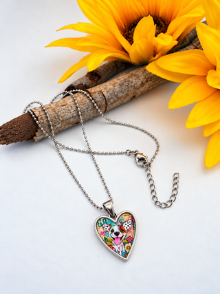 Spirit Lala: Graffiti Dog Heart Choker Leather Necklace