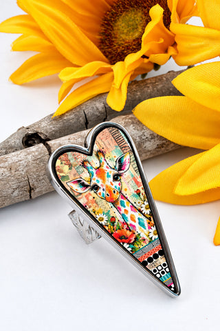 Spirit Lala: Graffiti Giraffe Heart Adjustable Ring