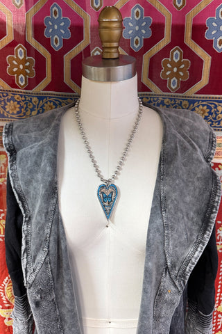 Large Heart Pendant Necklace - Insect Designs