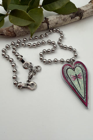 Large Heart Pendant Necklace - Insect Designs