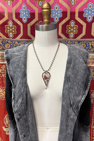 Large Heart Pendant Necklace - Bird Designs