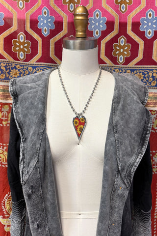 Large Heart Pendant Necklace - Flower Designs