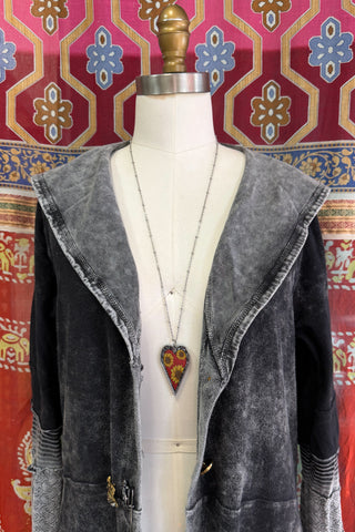 Large Heart Pendant Necklace - Flower Designs