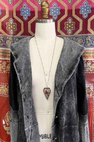 Large Heart Pendant Necklace - Bird Designs