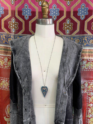 Large Heart Pendant Necklace - Insect Designs