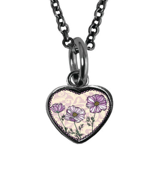 Birth Flower Heart Charm Necklace