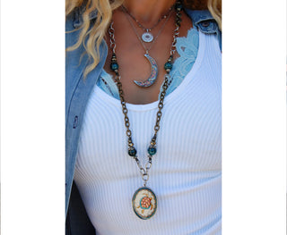 Spirit Lala: Large Sea Turtle Oval Gemstone Necklace