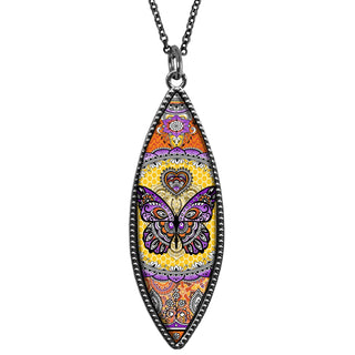 Bright Butterfly Marquise Reversible Pendant