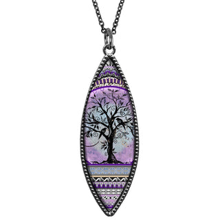 Tree of Life Purple Marquise Reversible Pendant