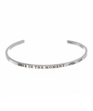 Handcrafted Etched Stainless Quote Bangle Adjustable Bracelets