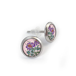 Pink Iris Earrings