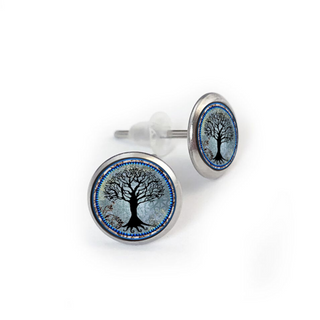 Dark Blue Tree of Life Earrings