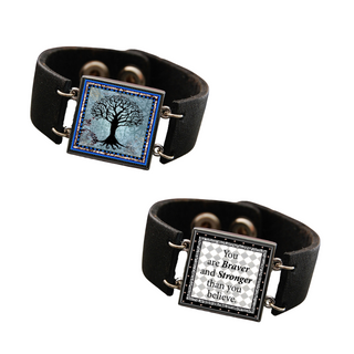 Dark Blue Tree Of Life Reversible Quote Bracelet